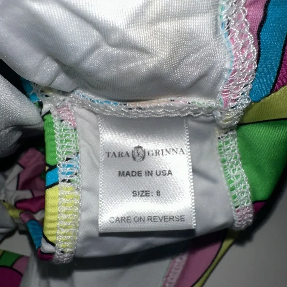 Tara Grinna women's retro multicolor swimsuit 2pc Set Size36/8 Made In The USA